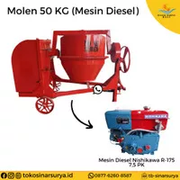 Mesin Molen Pengggerak Solar 50 KG / Mesin Semen Aduk + Mesin Diesel