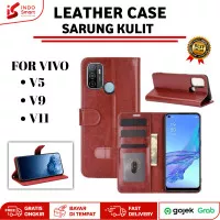 Sarung Kulit Vivo V5 V9 V11 Flip Case Leather Cover Dompet Wallet