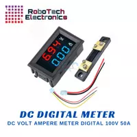 Volt Ampere Meter Digital DC 100V 50A Merah Biru