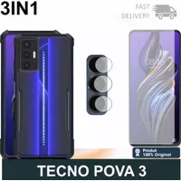Case Tecno Pova 3 (2022) Paket 3in1 Softcase Shockproof Transparan
