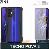 Case Tecno Pova 3 (2022) Paket 2in1 Softcase Shockproof Free TG Layar
