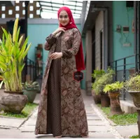Baju Gamis Batik Wanita Jumbo Kombinasi Modern Terbaru Lebaran 2022