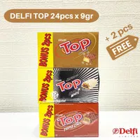 Delfi Top Wafer Box Coklat/Black in White - 1 Box 24pcs + 2 Free x 9gr
