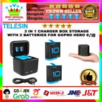 TELESIN 3 Slots Charger Storage Box + 2 Battery for GoPro Hero 10 / 9