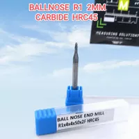 Radius 1 mm Diameter 2 mm Ball Nose End Mills 2 Flute HRC45 Carbide