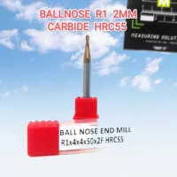 Radius 1 mm diameter 2 mm Ball Nose End Mills 2 Flute HRC55 Carbide