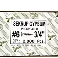sekrup gypsum 6 x 3/4 isi 2000 pcs