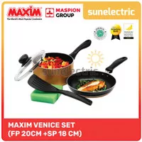 MAXIM Venice Set (Panci 17cm+ Tutup Kaca+ Wajan 20cm+ Spatula+ Sponge)