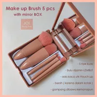Make Up Brush Set 5 pcs dengan kaca /kotak make up kaca / Powder Brush