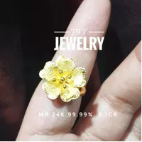 CINCIN CEWEK EMAS BUNGA MAWAR ROSE RING 24K 9999