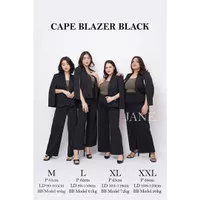 Blazer Wanita Hitam Kantor Formal Scuba Outerwear Cape Blazer Black