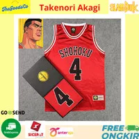 Jersey Shohoku Takenori Akagi Slam Dunk Baju Basket Cosplay Merah