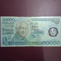 uang kuno Indonesia 50rb Soeharto polymer kusut