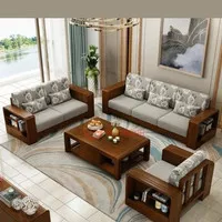 Sofa Minimalis 321 Kayu Jati / Furniture Terbaru / Kursi Tamu Mewah