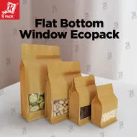 Kemasan Kertas Ecopack (Flat Bottom) Uk.250Gr Window Zipper