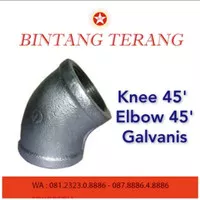 Keni 45 derajat Besi 3/4" / Elbow 45` besi galvanis 3/4" / knee 45 deg