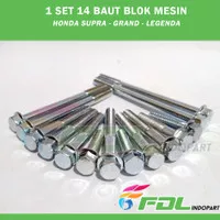 1 Set 14 Pcs Baut Blok Mesin Honda Supra-Grand-Legenda