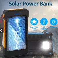 Power Bank Tenaga Surya Solar Matahari Power LED Light USB 20000 mAh