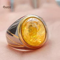 Cincin Batu Akik Yellow Pecah Seribu Size Kantoran Mewah Dan Elegan