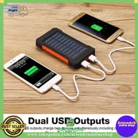 Power Bank Tenaga Surya Solar Power LED Light USB 20000mAh-Hitam