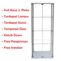 Lemari Pajangan Hias Full Kaca Minimalis 2 Pintu - Kaca Tempered