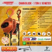 Chain Block 1 Ton 10 Meter - Takel 1 Ton 10 Meter Itobachi FREE BONUS