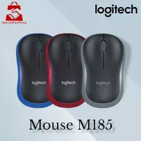 Logitech M185 Wireless Mouse - Blue, Grey, Red