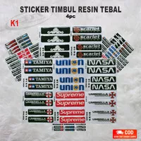 Sticker STIKER TIMBUL SET resin Variasi K1 Logo Carfield Nasa Supreme