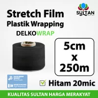 Plastik Wrapping Stretch Film 5cm x 250m Delkowrap Hitam Satuan