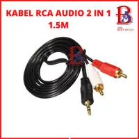 KABEL AUDIO TO RCA 2 GOLD PLATED 1.5M / KABEL AUX 2 IN 1 RCA for 3.5mm