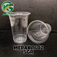 Gelas plastik cup datar PP Merak 16 oz 16oz 5 gr