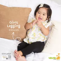 Velvet Junior Legging Bayi - Baby Girls Legging Solid Black / Hitam