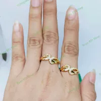 Cincin titanium wanita permata kecil motif huruf H