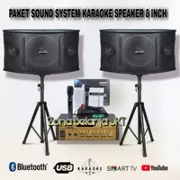 PAKET KARAOKE RUMAHAN 2 SPEAKER 8 INCH TARGA PAKET AUDIO KARAOKE