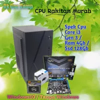 Cpu Rakitan Core i3 Gen 3 ( 3240 ) // Mobo H61 // Ram 4Gb // Ssd 128Gb