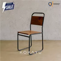 Kokayu Dinning Chair - Kursi Makan Industrial Besi Kombinasi Kayu Jati