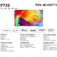TV TCL 65P735 65 P735 GOOGLE TV EDGELESS 4K UHD