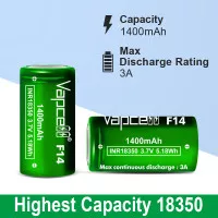 Baterai 18350 Vapcell F14 - 1400 mAh 3A | 100% Original