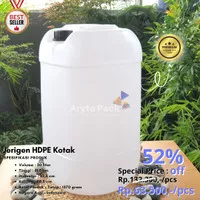 Jerigen plastik HDPE 30liter 30000ml kotak natural cap segel - WIB