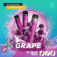 ELF BAR 1500 Grape Disposable Pod / Rokok Elektrik / E-Cigarette