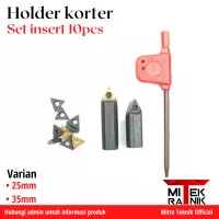 Pisau korter holder diameter 10mm pajang 25mm 30mm set insert 10pcs