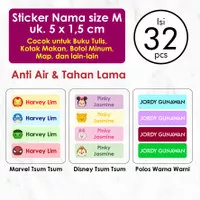 Sticker Label Nama Anak Custom Karakter Tahan Air Waterproof Ukuran M