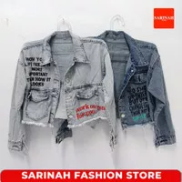 Jaket Jeans Denim Wanita Anak Muda Keren Biru Ukuran Besar XL-XXL