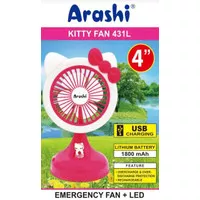 Kipas Arashi Kitty Fan 431L Emergency Fan 4" LED Terbaru