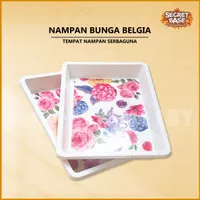 NAMPAN BUNGA BELGIA - Nampan Plastik Kotak / Tempat Penyimpanan / Baki