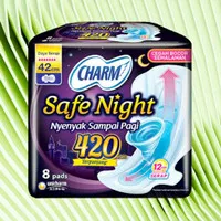 charm safe night wings 42cm isi 8 pembalut wanita