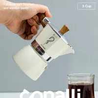 Conalli Mokapot 3 Cup Espresso Coffee Maker Moka Pot 150ml Putih Italy