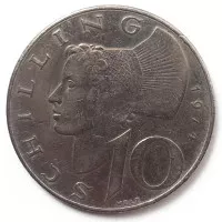 Koin Kuno Asing Austria 10 Schilling Tahun 1974