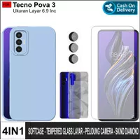 Case Tecno Pova 3 (2022) Paket 4in1 Softcase Macaron Warna Pro Camera
