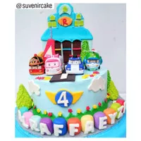 Cake Robocar Poli/kue ulang tahun robocar poli/kue ultah robocar poli